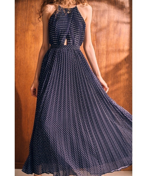 Estella.K(エステラケー)の「Jenna Pleated Long Dress ホルターアコーデオンプリーツドレス(ワンピース・レディース・ネイビー系/ブラウン系/ホワイト系/イエロー系/ピンク系/ホワイト系2・FREE)」の20枚目の写真