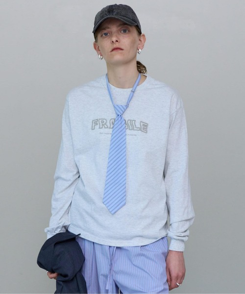 セール】FRAGILE Embroidery Long Sleeve T-shirt/FRAGILEエン