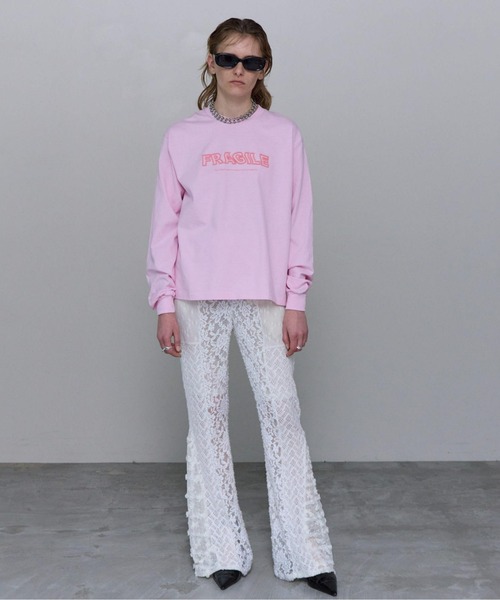 MAISON SPECIAL(メゾンスペシャル)の「FRAGILE Embroidery Long Sleeve T-shirt/FRAGILEエンブロイダリーロンTEE(Tシャツ/カットソー・レディース・チャコールグレー/ホワイト/ピンク/グレー・FREE)」の9枚目の写真