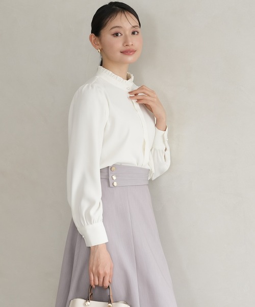 TRUDEA(トルディア)の「ジョーゼットスタンドフリルブラウス(シャツ/ブラウス・レディース・ホワイト/ネイビー/ブルーグリーン・MEDIUM)」の7枚目の写真