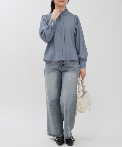 TRUDEA(トルディア)の「ジョーゼットスタンドフリルブラウス(シャツ/ブラウス・レディース・ホワイト/ネイビー/ブルーグリーン・MEDIUM)」の19枚目の写真