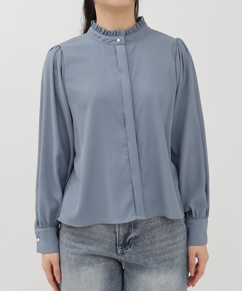 TRUDEA(トルディア)の「ジョーゼットスタンドフリルブラウス(シャツ/ブラウス・レディース・ホワイト/ネイビー/ブルーグリーン・MEDIUM)」の20枚目の写真