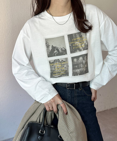 DISCOAT(ディスコート)の「【WEB限定】インスタントフォトTシャツ(Tシャツ/カットソー・レディース・チャコールグレー/ホワイト・MEDIUM)」の3枚目の写真