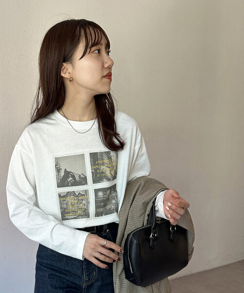 DISCOAT(ディスコート)の「【WEB限定】インスタントフォトTシャツ(Tシャツ/カットソー・レディース・チャコールグレー/ホワイト・MEDIUM)」の5枚目の写真