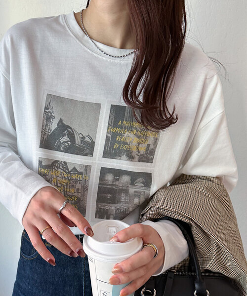 DISCOAT(ディスコート)の「【WEB限定】インスタントフォトTシャツ(Tシャツ/カットソー・レディース・チャコールグレー/ホワイト・MEDIUM)」の6枚目の写真