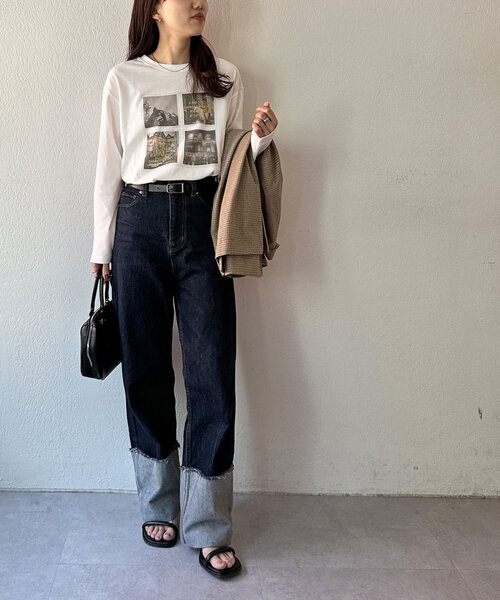 DISCOAT(ディスコート)の「【WEB限定】インスタントフォトTシャツ(Tシャツ/カットソー・レディース・チャコールグレー/ホワイト・MEDIUM)」の7枚目の写真