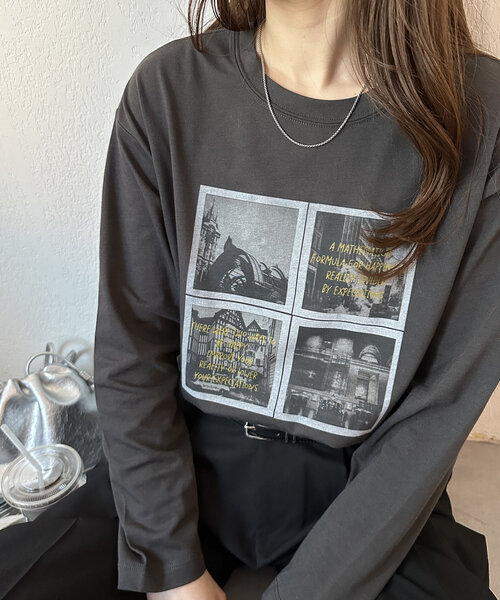 DISCOAT(ディスコート)の「【WEB限定】インスタントフォトTシャツ(Tシャツ/カットソー・レディース・チャコールグレー/ホワイト・MEDIUM)」の8枚目の写真