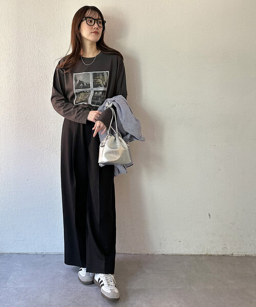 DISCOAT(ディスコート)の「【WEB限定】インスタントフォトTシャツ(Tシャツ/カットソー・レディース・チャコールグレー/ホワイト・MEDIUM)」の10枚目の写真