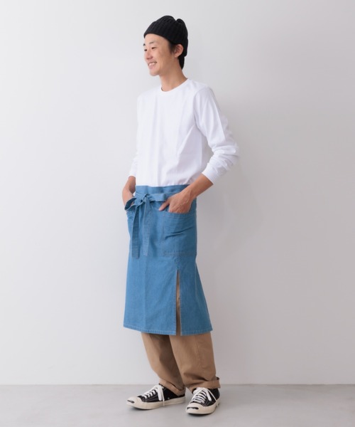 COCO WALK（ココウォーク）の「COCO WALK:デニムギャルソンエプロン（エプロン・レディース・ネイビー/ブルー・FREE）」の4枚目の写真