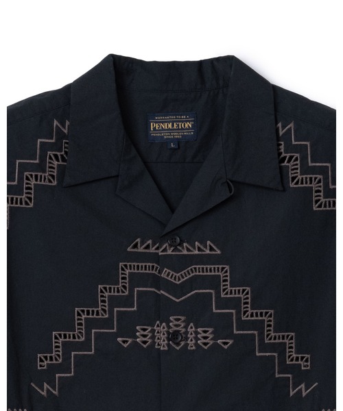 PENDLETON（ペンドルトン）の「カットワークオープンカラーシャツSS（UNISEX)（シャツ/ブラウス・メンズ・インディゴブルー/オフホワイト・MEDIUM/SMALL/LARGE）」の3枚目の写真
