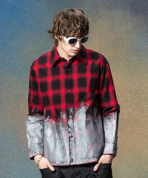 glamb（グラム）の「Glitter Check Shirt / グリッターチェックシャツ（シャツ/ブラウス・メンズ・ブルー/イエロー/レッド・S/M/L）」の3枚目の写真