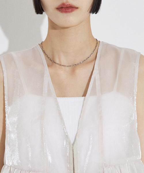 NOMINE（ノミネ）の「2WAY シャイン シアー フリルベスト（ベスト・レディース・グレー/アイボリー/ブラック・フリー）」の8枚目の写真