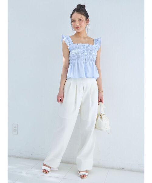 MERCURYDUO(マーキュリーデュオ)の「前後2WAYシャーリングフリルバックシャンブラウス(シャツ/ブラウス・レディース・オフホワイト/レッド/ライトグリーン/ライトブルー/チャコールグレー・FREE)」の13枚目の写真