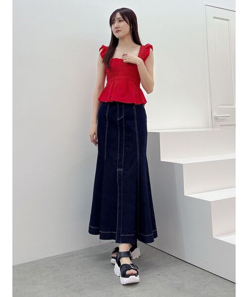ブラウス シャツ 前後2WAYシャーリングフリルバックシャンブラウス レディース MERCURYDUO ブラウス シャツ 前後2WAYシャーリングフリルバック