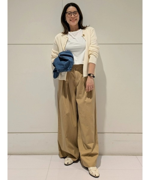 ハイライズ ツイル プリーツ ワイド カーキパンツ（その他パンツ