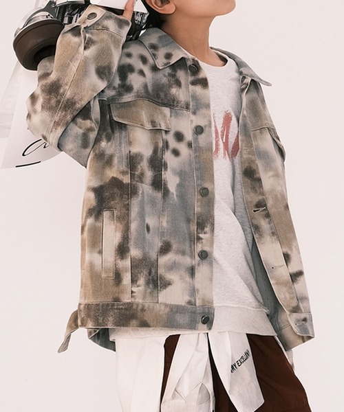 aimoha(アイモハ)の「【aimoha-KIDS-】タイダイデニムジャケット(デニムジャケット・キッズ・チョコ・110/120/130/140/150/160)」の3枚目の写真