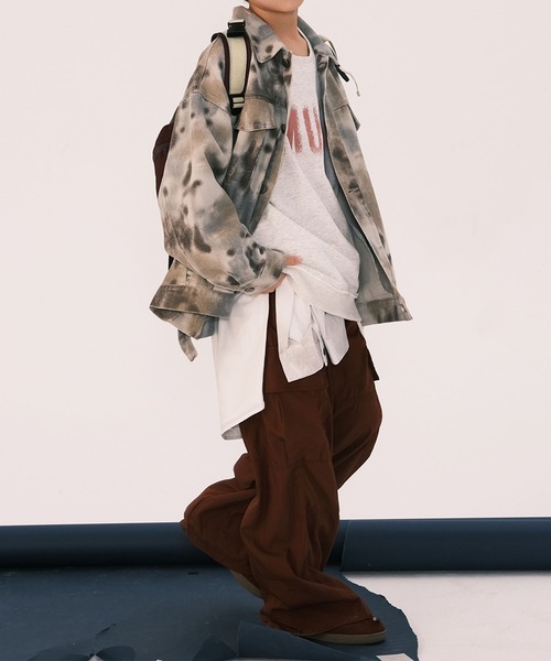 aimoha(アイモハ)の「【aimoha-KIDS-】タイダイデニムジャケット(デニムジャケット・キッズ・チョコ・110/120/130/140/150/160)」の4枚目の写真