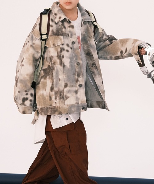 aimoha(アイモハ)の「【aimoha-KIDS-】タイダイデニムジャケット(デニムジャケット・キッズ・チョコ・110/120/130/140/150/160)」の6枚目の写真