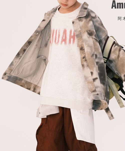 aimoha(アイモハ)の「【aimoha-KIDS-】タイダイデニムジャケット(デニムジャケット・キッズ・チョコ・110/120/130/140/150/160)」の9枚目の写真