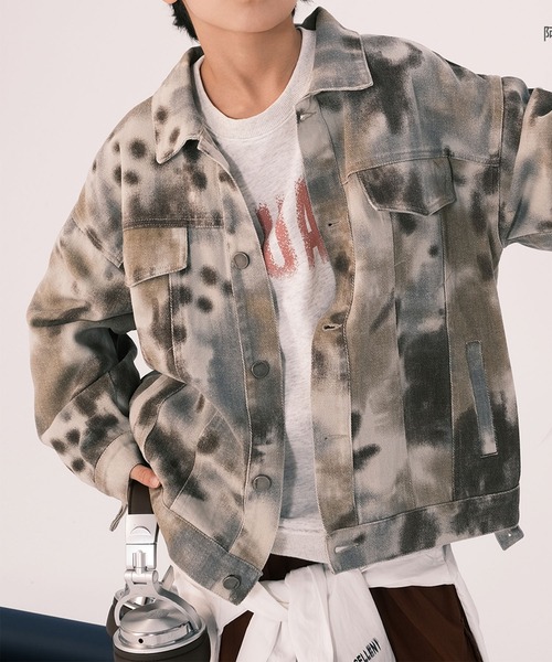 aimoha(アイモハ)の「【aimoha-KIDS-】タイダイデニムジャケット(デニムジャケット・キッズ・チョコ・110/120/130/140/150/160)」の10枚目の写真