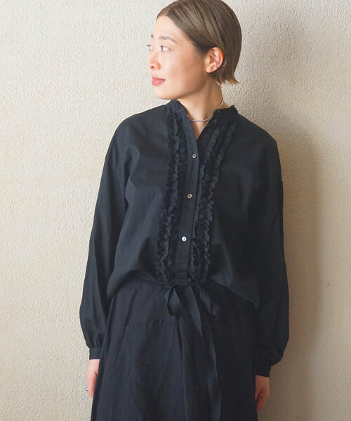 JOURNAL STANDARD LUXE(ジャーナルスタンダード ラックス)の「《追加》CLワッシャー フリルブラウス(シャツ/ブラウス・レディース・ホワイト/ブラック・FREE)」の14枚目の写真