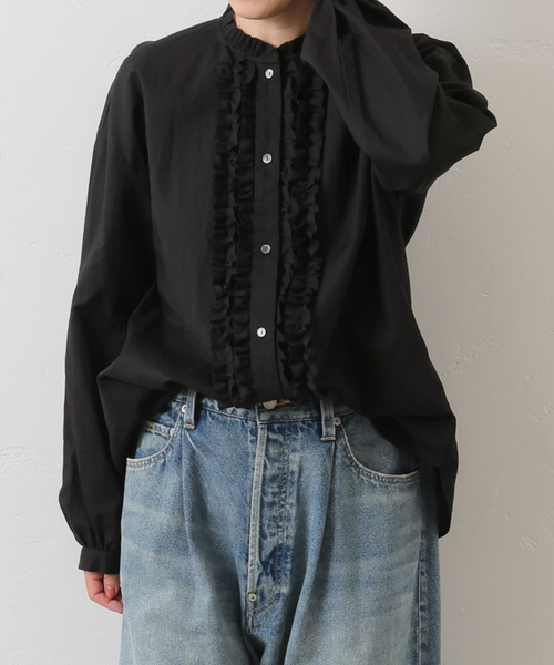 JOURNAL STANDARD LUXE(ジャーナルスタンダード ラックス)の「《追加》CLワッシャー フリルブラウス(シャツ/ブラウス・レディース・ホワイト/ブラック・FREE)」の9枚目の写真