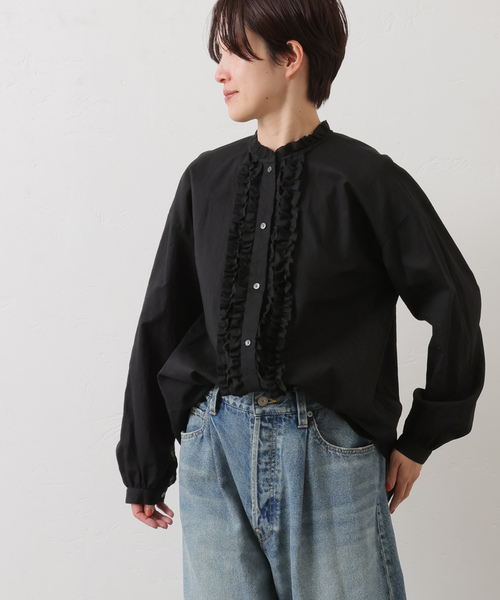 JOURNAL STANDARD LUXE(ジャーナルスタンダード ラックス)の「《追加》CLワッシャー フリルブラウス(シャツ/ブラウス・レディース・ホワイト/ブラック・FREE)」の8枚目の写真