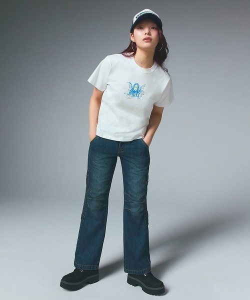 X-girl(エックスガール)の「FAIRY FACE S/S TEE(Tシャツ/カットソー・レディース・ホワイト/ブラック/ベージュ・M/L/S)」の19枚目の写真