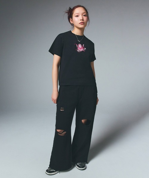 X-girl(エックスガール)の「FAIRY FACE S/S TEE(Tシャツ/カットソー・レディース・ホワイト/ブラック/ベージュ・M/L/S)」の15枚目の写真