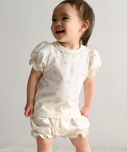 PUPPAPUPO（プッパプーポ）の「セットアップ パフスリーブ 半袖 Tシャツ ショートパンツ フライス（Tシャツ/カットソー・キッズ・アイボリー/ベビーピンク・70/80/90/100/110）」の6枚目の写真