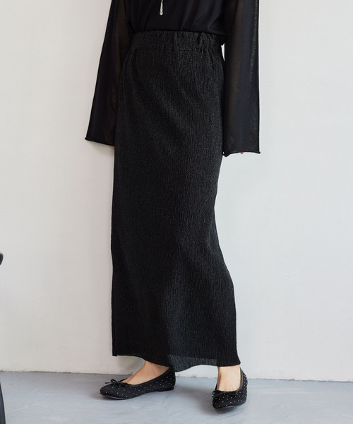 mysty woman（ミスティウーマン）の「ラメカットスカート  329057（スカート・レディース・ブラック/シルバー・FREE）」の2枚目の写真