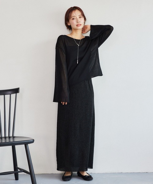 mysty woman（ミスティウーマン）の「ラメカットスカート  329057（スカート・レディース・ブラック/シルバー・FREE）」の12枚目の写真