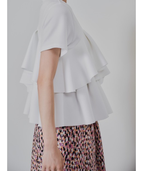 DOLLUPOOPS(ドールアップウップス)の「アシメフリルティアードトップス(Tシャツ/カットソー・レディース・オフホワイト/チャコールグレー・38)」の19枚目の写真