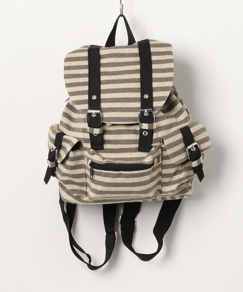 MEMECLE（メメクル）の「【 MEMECLE / メメクル 】ストライプ ベルト バックパック（バックパック/リュック・レディース・ブラウン/ブラック・FREE）」の10枚目の写真