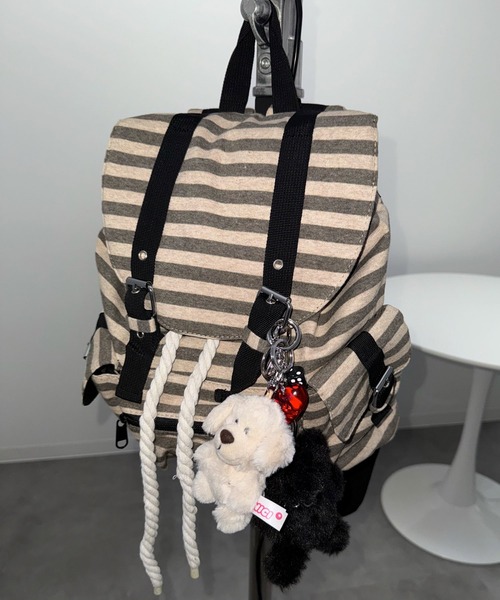MEMECLE（メメクル）の「【 MEMECLE / メメクル 】ストライプ ベルト バックパック（バックパック/リュック・レディース・ブラウン/ブラック・FREE）」の16枚目の写真