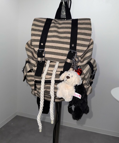 MEMECLE（メメクル）の「【 MEMECLE / メメクル 】ストライプ ベルト バックパック（バックパック/リュック・レディース・ブラウン/ブラック・FREE）」の17枚目の写真