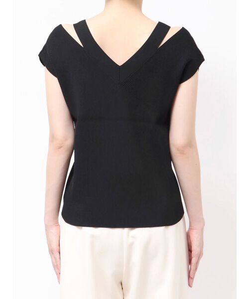 LAGUNAMOON(ラグナムーン)の「ダブルVネックニットプルオーバー(ニット/セーター・レディース・ブラック/アイボリー/ライトグリーン・FREE)」の7枚目の写真