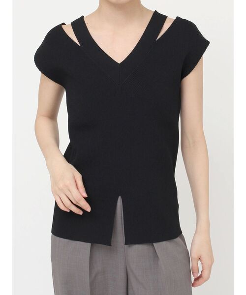 LAGUNAMOON(ラグナムーン)の「ダブルVネックニットプルオーバー(ニット/セーター・レディース・ブラック/アイボリー/ライトグリーン・FREE)」の17枚目の写真