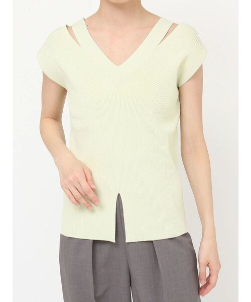 LAGUNAMOON(ラグナムーン)の「ダブルVネックニットプルオーバー(ニット/セーター・レディース・ブラック/アイボリー/ライトグリーン・FREE)」の18枚目の写真