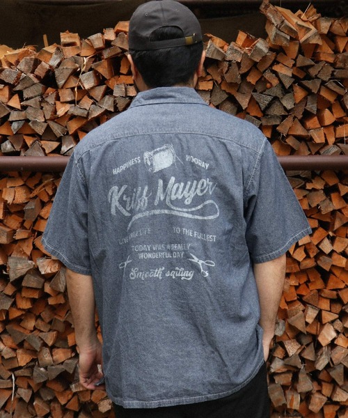 KRIFF MAYER（クリフメイヤー）の「シャンブレー開襟シャツ（シャツ/ブラウス・メンズ・ライトブルー/ダークブルー・X-LARGE/LARGE/MEDIUM）」の2枚目の写真