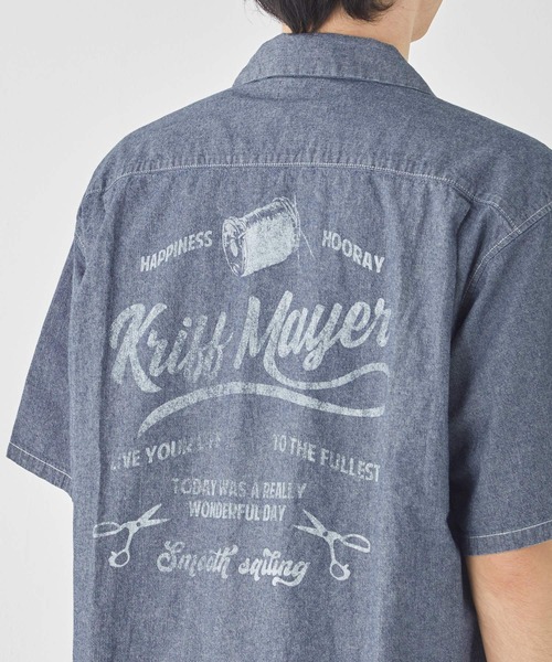 KRIFF MAYER（クリフメイヤー）の「シャンブレー開襟シャツ（シャツ/ブラウス・メンズ・ライトブルー/ダークブルー・X-LARGE/LARGE/MEDIUM）」の7枚目の写真