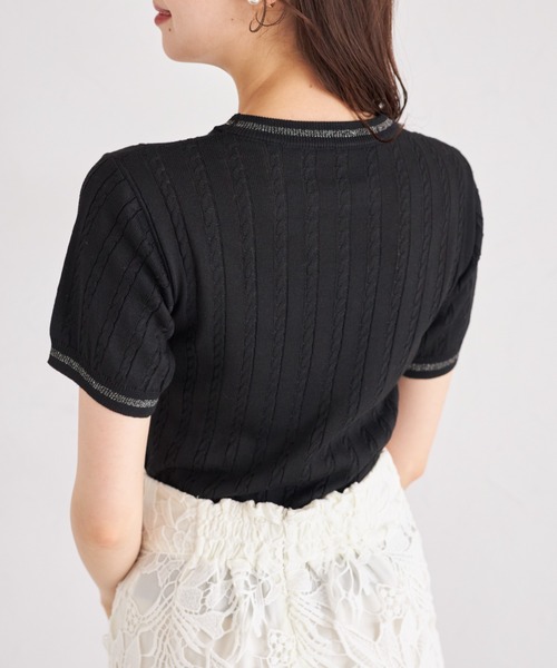 tocco closet(トッコ クローゼット)の「ラメラインミニケーブルニットプルオーバー(ニット/セーター・レディース・ピンク/ブラック/オフホワイト・M)」の22枚目の写真