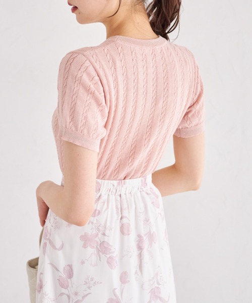 tocco closet(トッコ クローゼット)の「ラメラインミニケーブルニットプルオーバー(ニット/セーター・レディース・ピンク/ブラック/オフホワイト・M)」の16枚目の写真