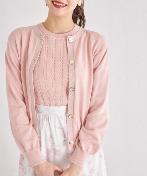 tocco closet(トッコ クローゼット)の「ラメラインミニケーブルニットプルオーバー(ニット/セーター・レディース・ピンク/ブラック/オフホワイト・M)」の15枚目の写真