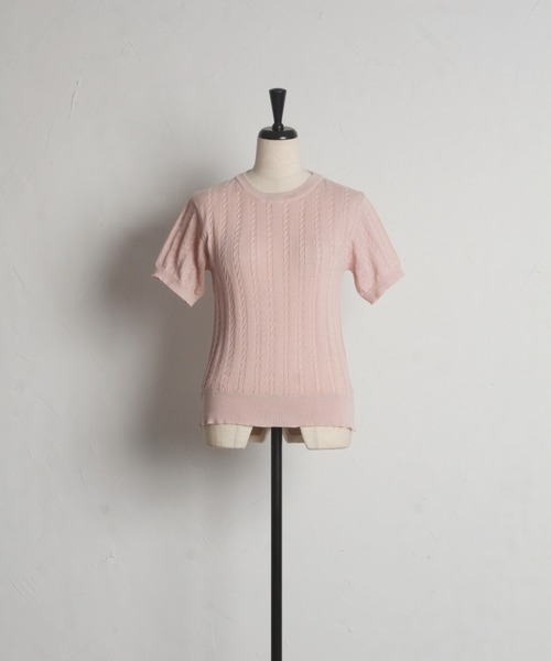 tocco closet(トッコ クローゼット)の「ラメラインミニケーブルニットプルオーバー(ニット/セーター・レディース・ピンク/ブラック/オフホワイト・M)」の11枚目の写真
