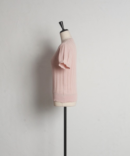 tocco closet(トッコ クローゼット)の「ラメラインミニケーブルニットプルオーバー(ニット/セーター・レディース・ピンク/ブラック/オフホワイト・M)」の10枚目の写真