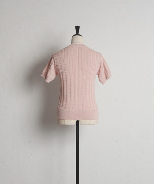 tocco closet(トッコ クローゼット)の「ラメラインミニケーブルニットプルオーバー(ニット/セーター・レディース・ピンク/ブラック/オフホワイト・M)」の9枚目の写真