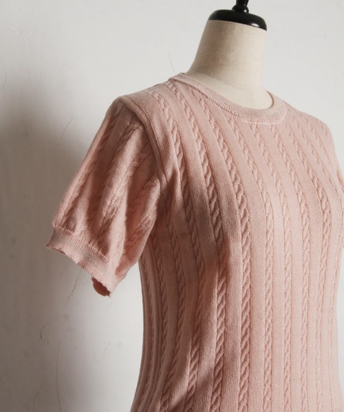tocco closet(トッコ クローゼット)の「ラメラインミニケーブルニットプルオーバー(ニット/セーター・レディース・ピンク/ブラック/オフホワイト・M)」の6枚目の写真