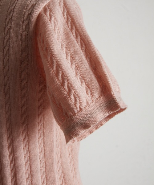 tocco closet(トッコ クローゼット)の「ラメラインミニケーブルニットプルオーバー(ニット/セーター・レディース・ピンク/ブラック/オフホワイト・M)」の4枚目の写真