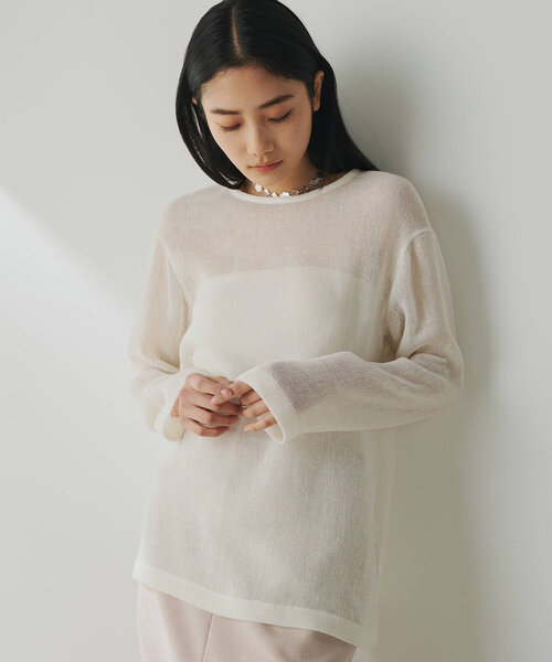 Whim Gazette(ウィムガゼット)の「リネンメッシュプルオーバー(シャツ/ブラウス・レディース・ベージュ/オフホワイト・FREE)」の1枚目の写真